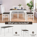 5pcs Dining Set Solid Wood Compact Kitchen Table & 4 Chairs Modern HW65751CF