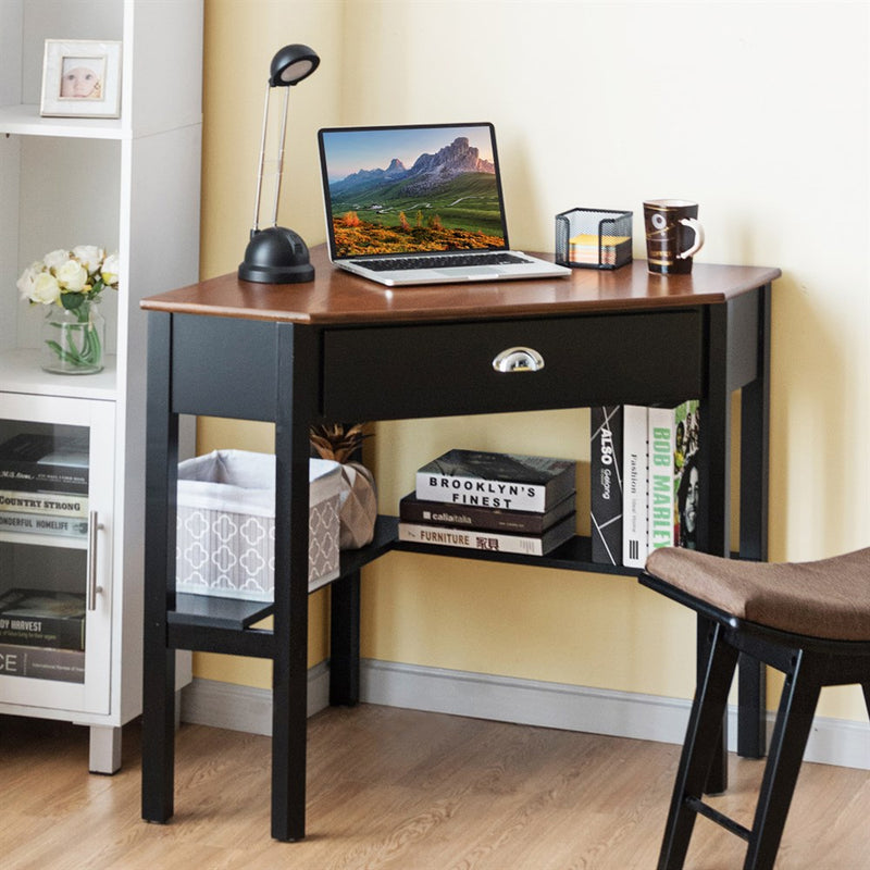 Corner Computer Desk Laptop Writing Table Wood Workstation Home Office Furniture