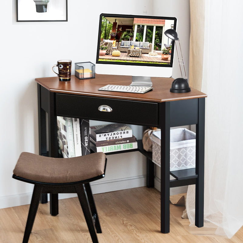 Corner Computer Desk Laptop Writing Table Wood Workstation Home Office Furniture