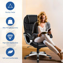 Ergonomic Office Task Chair High Back Leather Swivel w/ Lumbar Support Black