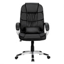 Ergonomic Office Task Chair High Back Leather Swivel w/ Lumbar Support Black