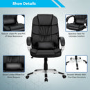 Ergonomic Office Task Chair High Back Leather Swivel w/ Lumbar Support Black