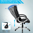 Ergonomic Office Task Chair High Back Leather Swivel w/ Lumbar Support Black
