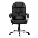 Ergonomic Office Task Chair High Back Leather Swivel w/ Lumbar Support Black