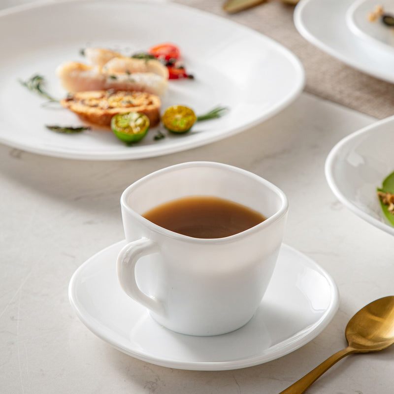 60-Piece Unbreakable Durable Opal Glass Dinner Set w/ 12*Dinner,Soup,Dessert Plate,Cup Saucer