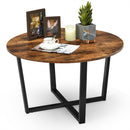 Round Coffee Table Industrial Style Cocktail Side Table With Metal Frame HW67022CF