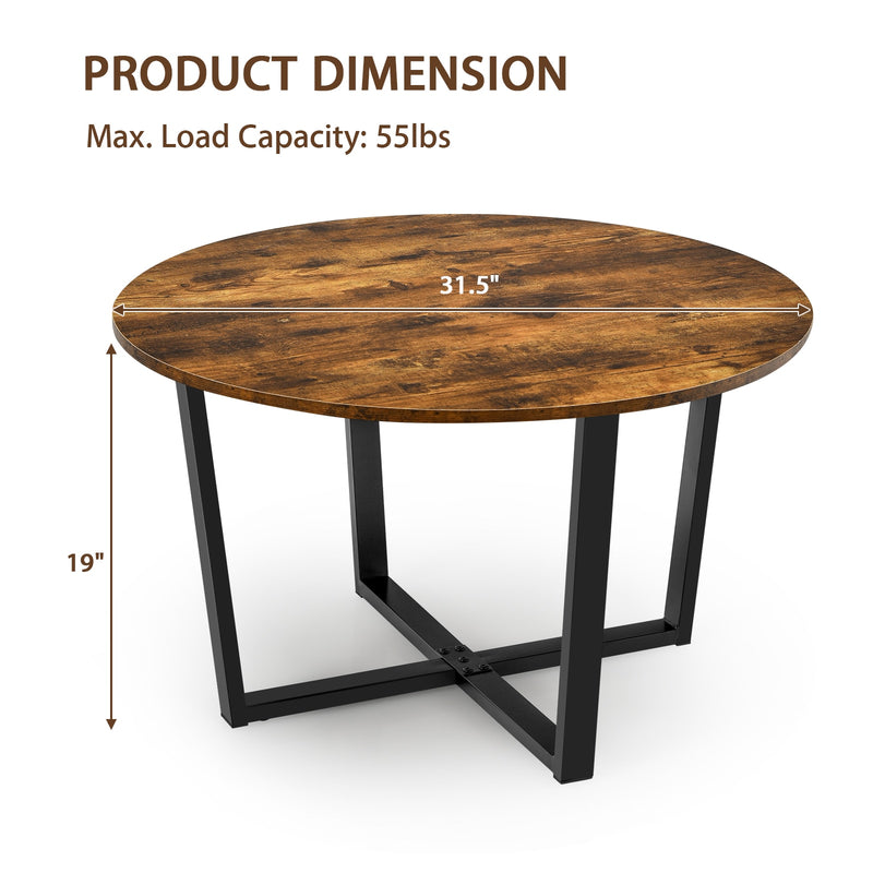 Round Coffee Table Industrial Style Cocktail Side Table With Metal Frame HW67022CF