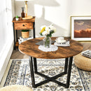 Round Coffee Table Industrial Style Cocktail Side Table With Metal Frame HW67022CF