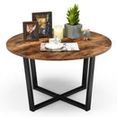 Round Coffee Table Industrial Style Cocktail Side Table With Metal Frame HW67022CF