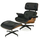Mid Century Swivel Lounge Chair and Ottoman Set w/ Aluminum Alloy Base HW67287BK