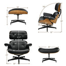 Mid Century Swivel Lounge Chair and Ottoman Set w/ Aluminum Alloy Base HW67287BK