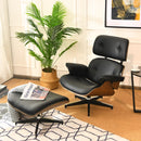 Mid Century Swivel Lounge Chair and Ottoman Set w/ Aluminum Alloy Base HW67287BK