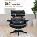 Mid Century Swivel Lounge Chair and Ottoman Set w/ Aluminum Alloy Base HW67287BK