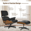 Mid Century Swivel Lounge Chair and Ottoman Set w/ Aluminum Alloy Base HW67287BK