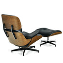 Mid Century Swivel Lounge Chair and Ottoman Set w/ Aluminum Alloy Base HW67287BK