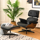 Mid Century Swivel Lounge Chair and Ottoman Set w/ Aluminum Alloy Base HW67287BK