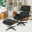 Mid Century Swivel Lounge Chair and Ottoman Set w/ Aluminum Alloy Base HW67287BK