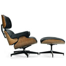 Mid Century Swivel Lounge Chair and Ottoman Set w/ Aluminum Alloy Base HW67287BK