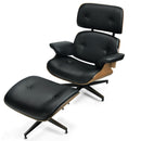 Mid Century Swivel Lounge Chair and Ottoman Set w/ Aluminum Alloy Base HW67287BK