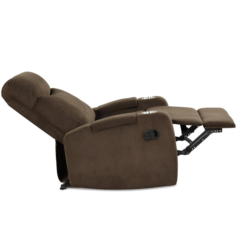 Recliner Chair Single Sofa Lounger with Arm Storage & Cup Holder Coffee HV10013CF