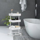 3 Tier Metal Rolling Storage Cart Mobile Organizer W/Adjustable Shelves White
