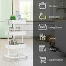3 Tier Metal Rolling Storage Cart Mobile Organizer W/Adjustable Shelves White