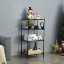 4-Wire Shelving Metal Storage Rack Adjustable Shelves w/Removable Hooks Black/Sliver HW70203