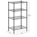 4-Wire Shelving Metal Storage Rack Adjustable Shelves w/Removable Hooks Black/Sliver HW70203