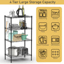 4-Wire Shelving Metal Storage Rack Adjustable Shelves w/Removable Hooks Black/Sliver HW70203