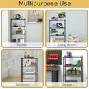 4-Wire Shelving Metal Storage Rack Adjustable Shelves w/Removable Hooks Black/Sliver HW70203
