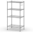 4-Wire Shelving Metal Storage Rack Adjustable Shelves w/Removable Hooks Black/Sliver HW70203