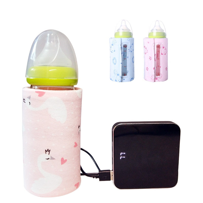 Portable Bottle Warmer Heater Travel Baby Kids Cartoon Milk Water USB Cover Sleeve Pouch