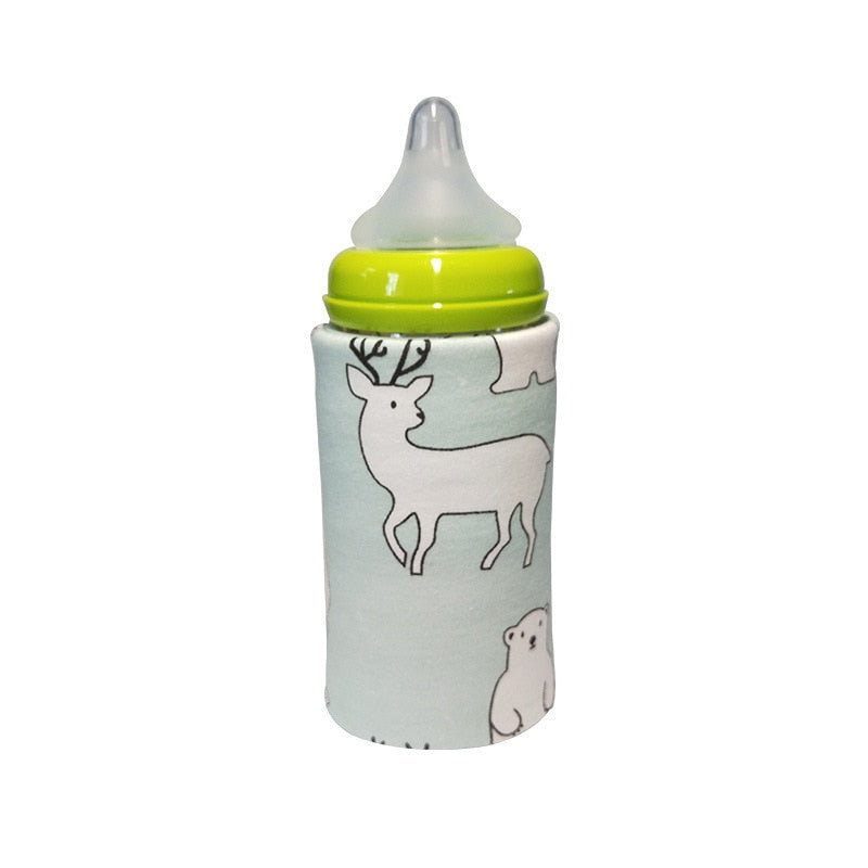 Portable Bottle Warmer Heater Travel Baby Kids Cartoon Milk Water USB Cover Sleeve Pouch