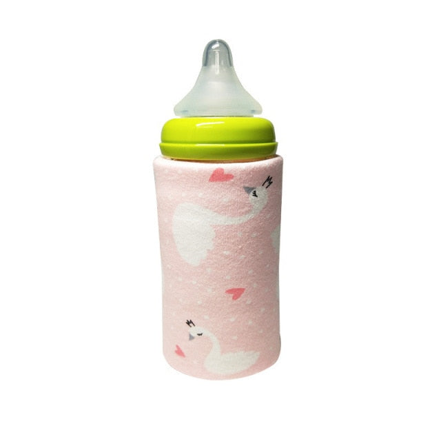 Portable Bottle Warmer Heater Travel Baby Kids Cartoon Milk Water USB Cover Sleeve Pouch