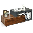 Modern Coffee Table Chic Glass Top Cocktail Tea Table w/ Storage Cabinet HV10003