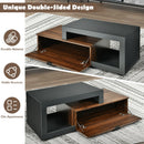 Modern Coffee Table Chic Glass Top Cocktail Tea Table w/ Storage Cabinet HV10003