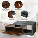 Modern Coffee Table Chic Glass Top Cocktail Tea Table w/ Storage Cabinet HV10003