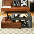 Modern Coffee Table Chic Glass Top Cocktail Tea Table w/ Storage Cabinet HV10003