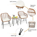 3PCS Patio Rattan Bistro Set Coffee Table Armchair Garden Beige Cushion OP70837WH