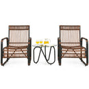3PCS Patio Rattan Furniture Set Conversational Sofa Coffee Table Garden HW64404