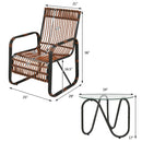 3PCS Patio Rattan Furniture Set Conversational Sofa Coffee Table Garden HW64404