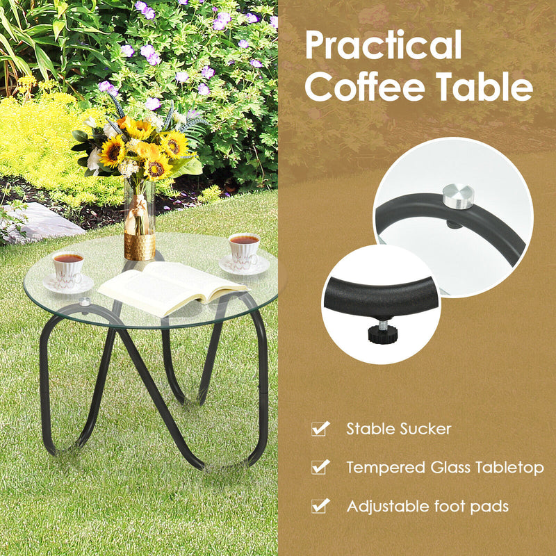 3PCS Patio Rattan Furniture Set Conversational Sofa Coffee Table Garden HW64404