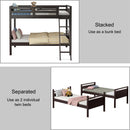 Twin Over Twin Bunk Bed Convertible 2 Individual Beds Wooden HW66963
