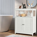 Bathroom Floor Cabinet Free Standing Storage Organizer w/ Double Shutter Doors