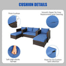 5PCS Patio Rattan Furniture Set Loveseat Sofa Ottoman Cushion HW67697