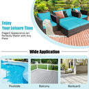 5PCS Patio Rattan Furniture Set Loveseat Sofa Ottoman Cushion HW67697