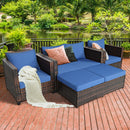 5PCS Patio Rattan Furniture Set Loveseat Sofa Ottoman Cushion HW67697
