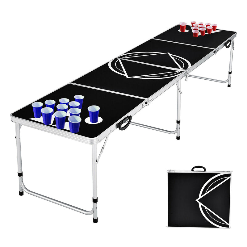 8 Foot Beer Pong Table Portable Party Drinking Game Table Tailgate Table OP70794