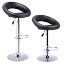 Set Of 2 Bar Stools Adjustable PU Leather Barstools Swivel Pub Chairs Black HW53839BK