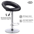 Set Of 2 Bar Stools Adjustable PU Leather Barstools Swivel Pub Chairs Black HW53839BK